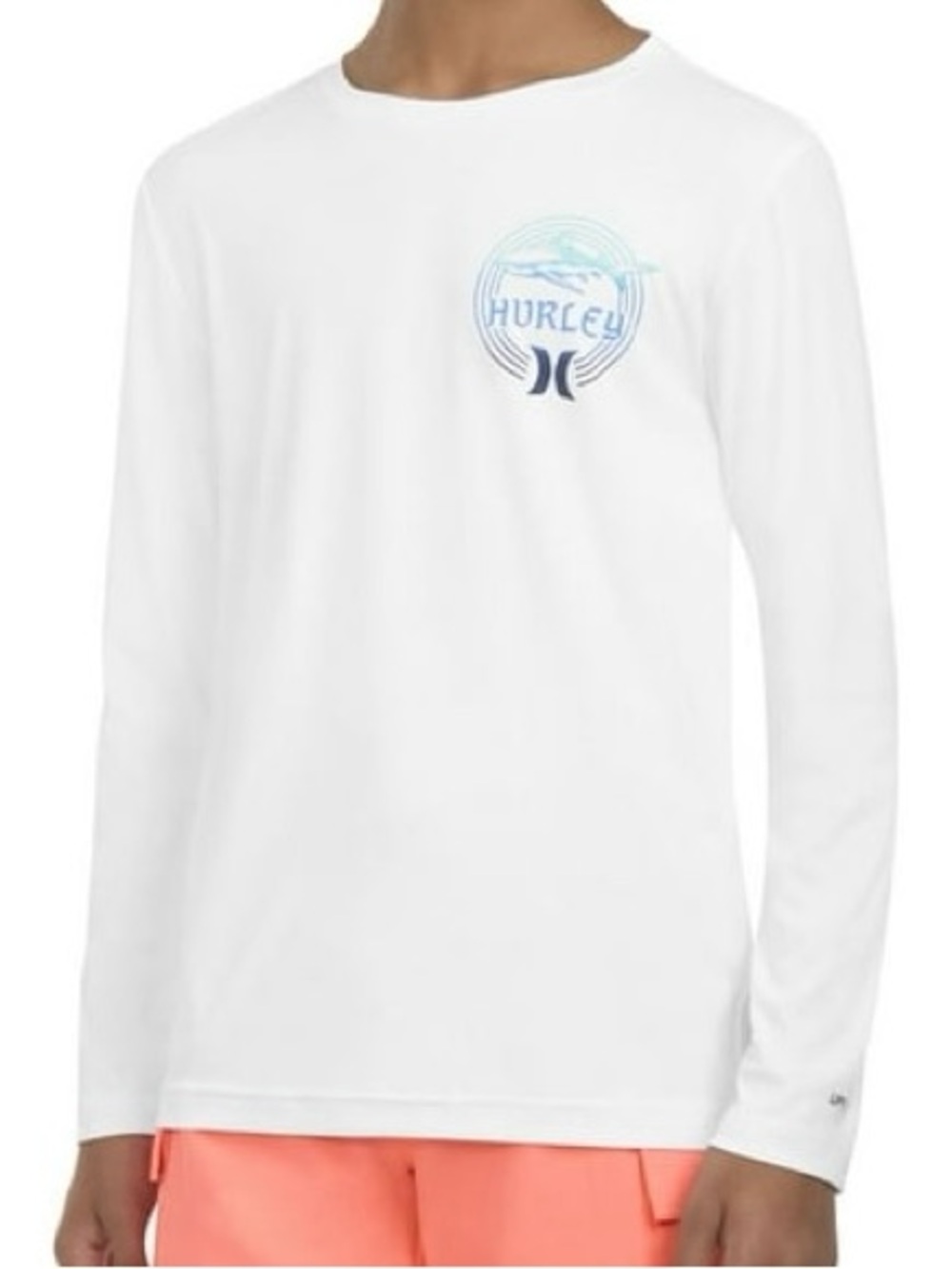 Hurley Boys Long Sleeve Rash Guard UPF 50+ Swim Top White Size XXL 18/20